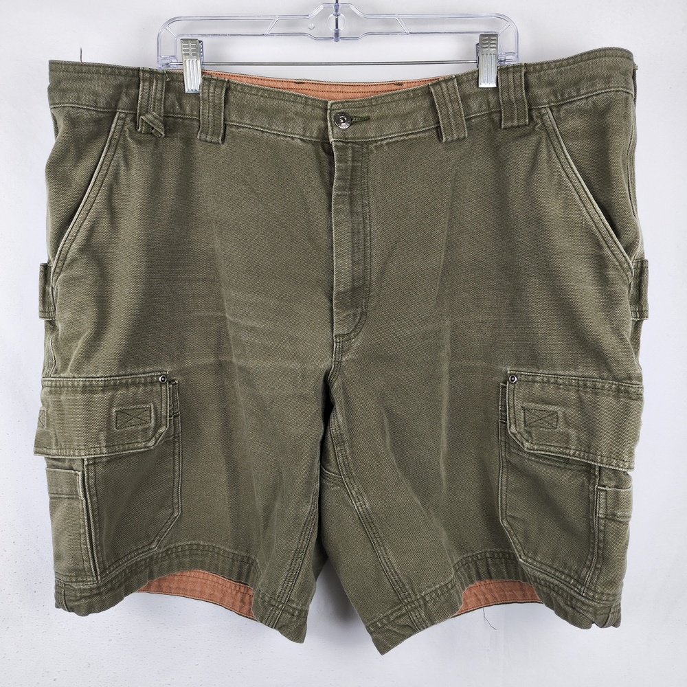 Duluth Trading Co Shorts Mens 44 Green Cargo Canvas Workwear Pockets Utility